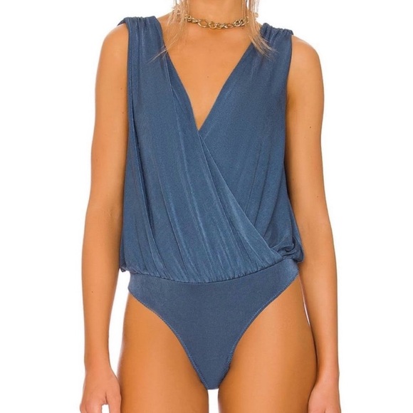 NWT Free People Intimately Night Owl Blue Metal Bodysuit- S - Picture 2 of 5